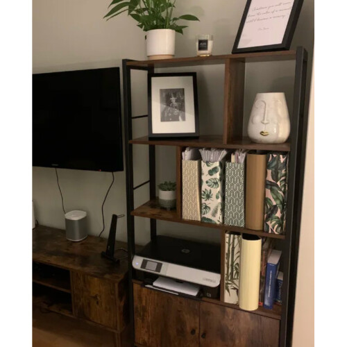 Large Industrial Bookcase Vintage Storage Unit Rustic Metal Cabinet Tall Display 2