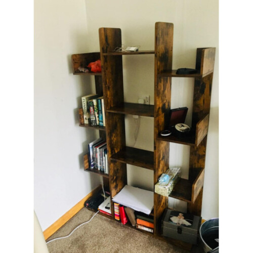 Tall Rustic Bookcase Rustic Storage Display Cabinet Vintage Industrial Room Divider Shelf 2
