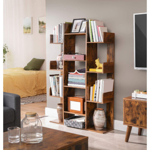 Tall Rustic Bookcase Rustic Storage Display Cabinet Vintage Industrial Room Divider Shelf