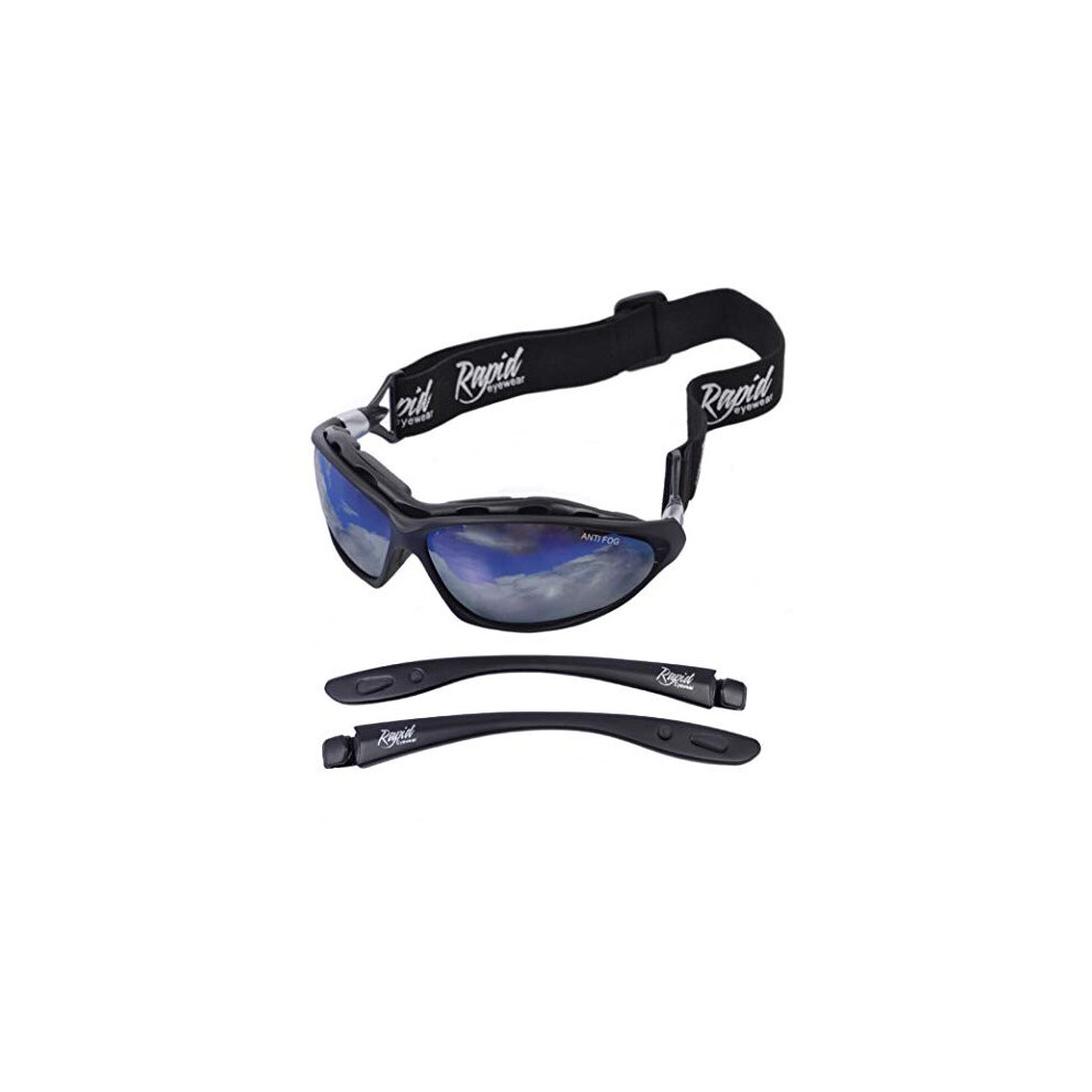 Moritz Polarised Safety SPORTS SUNGLASSES  SKI GOGGLES with Interchangeable Side Arms  Strap For Men  Women Ideal Cycling Snowboard Glacier Winter