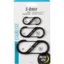 SBiner Dual Carabiner Stainless Steel  3 Pack SBiner Dual Carabiner Stainless Steel  3 Pack  Black NA