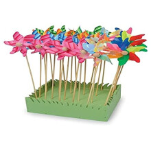Lot de 24 éoliennes fleurs de décoration - SMALL FOOT - Couleurs délicates, lumineuses ou chatoyantes