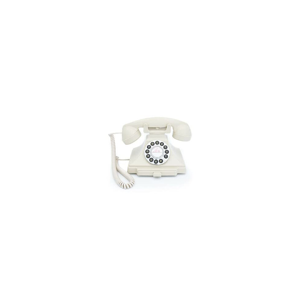 Carrington Classic Retro PushButton Phone Rotary Phone with PullOut Tray Traditional Bell RingTone Ringer OnOff for Home Office Hotels Ivory