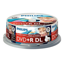 25 DVD+R Doble Capa Imprimible Philips 8x 8.5GB - Eje