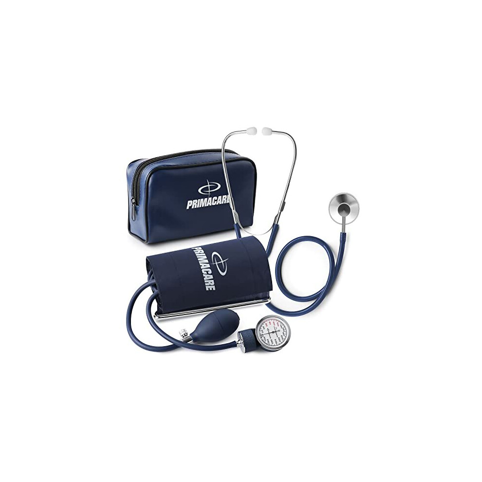 DS9196 Professional Classic Series Large Adult Size Manual Blood Pressure Kit Long Lasting Latex Inflation System with DRing Cuff and Stethoscope Navy