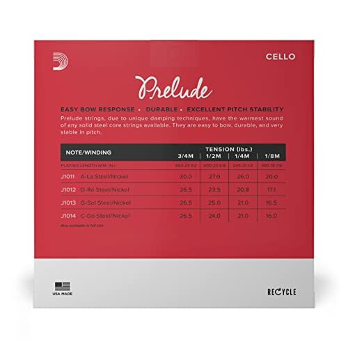 J1010 12M Prelude 12 Scale Medium Tension Cello String Set 2