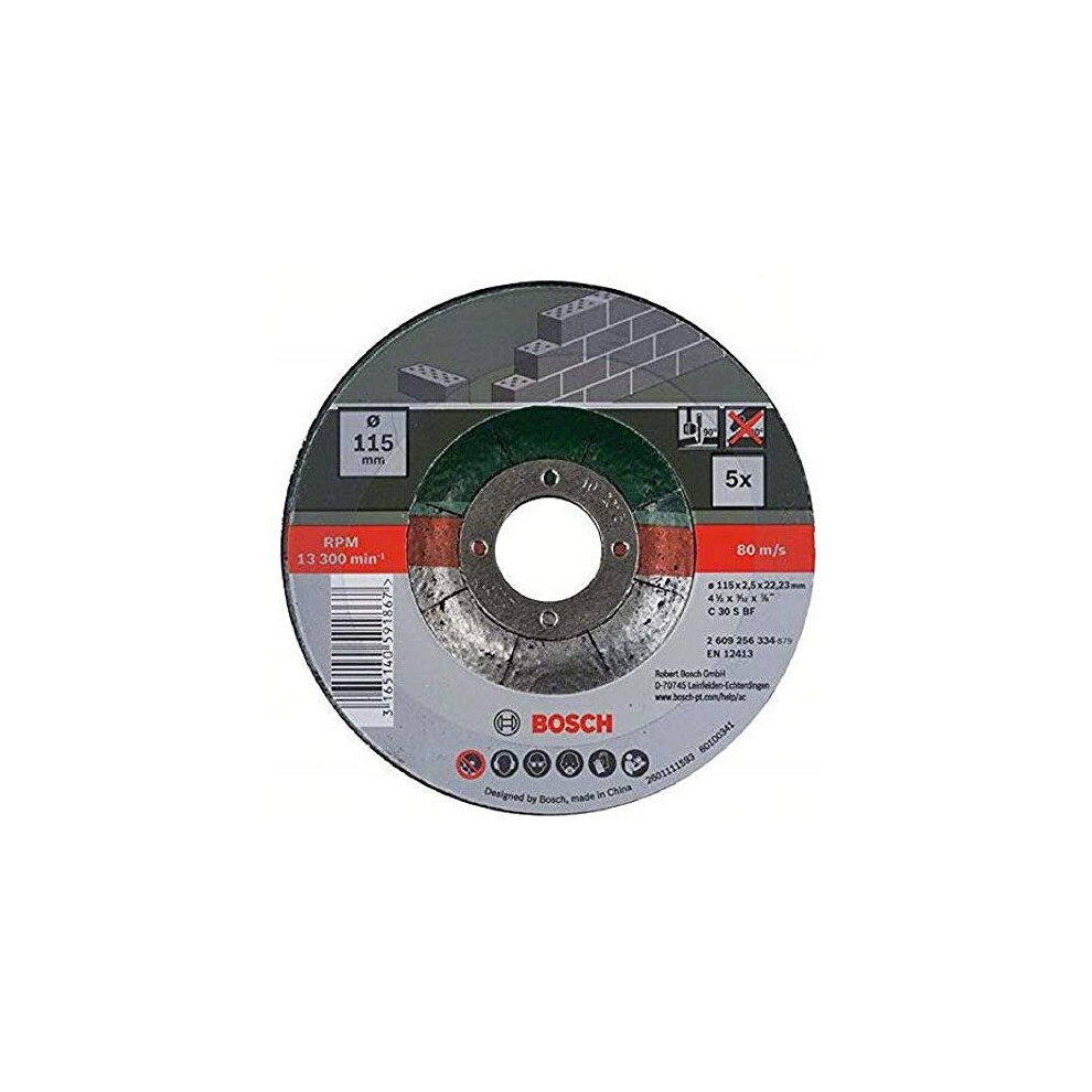 Bosch 2609256334 Cutting Disc Set With Depressed Center For Stone 5Piece