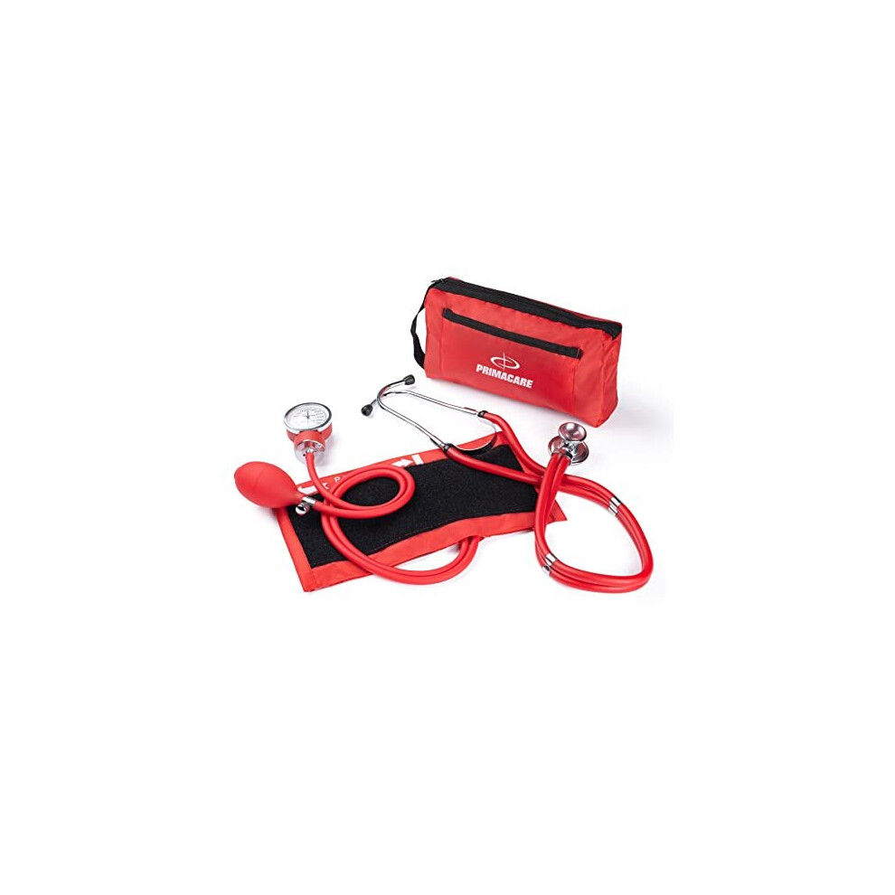 Primacare Medical Supplies Red Primacare Ds9181rd Professional Aneroid Sphygmomanometer And Sprague Rappaport Stethoscope Manual Blood Pressure Kit With Cuff And Carrying Case