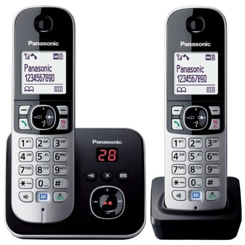 Panasonic KXTG6822EB Twin DECT Cordless Telephone Set with Answer Machine