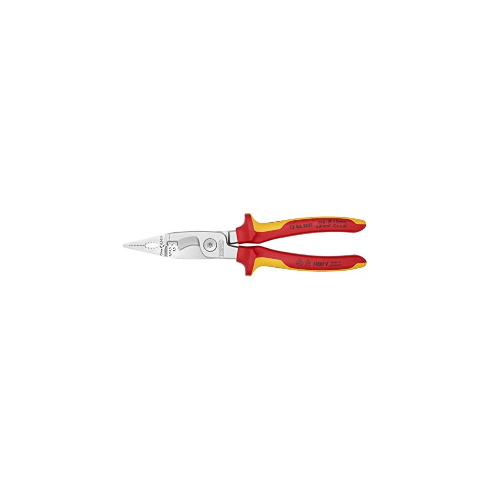 Pliers for Electrical Installation chromeplated insulated with multicomponent grips VDEtested 200 mm 13 86 200