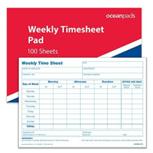 Ocean Pads Weekly Employee Time Sheet Pad A5 80gsm 100 Sheets per Pad 69530