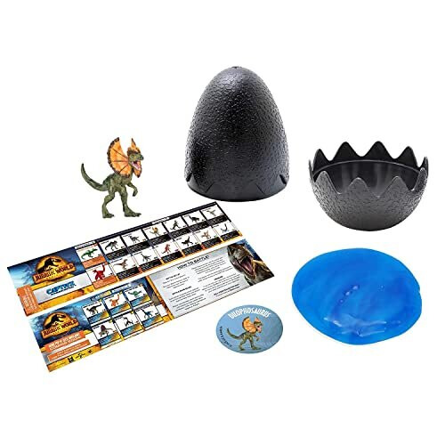Jurassic World CAPTIVZ DOMINION SLIME EGG STRETCHY BIOSYN LAB SLIME WITH POP N LOCK DINO TOY AND BATTLE TOKEN SURPRISE EGGS