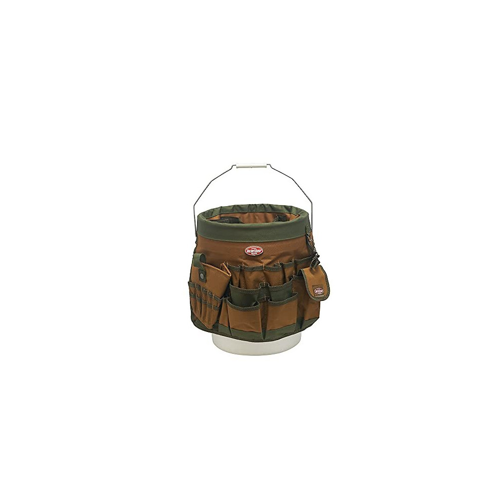 BucketBoss 10056 Bucket Boss 5 Gallon Bucket Canvas Tool Holder and Organizer with 56 Pockets for Bucket Organization in Brown and Green