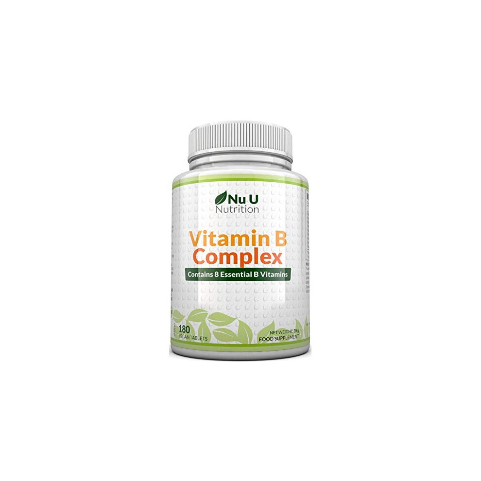 Vitamin B Complex 180 Tablets 6 Month Supply Contains All 8 B Vitamins in 1 Tablet Vitamins B1 B2 B3 B5 B6 B12 Biotin  Folic Acid High Strength