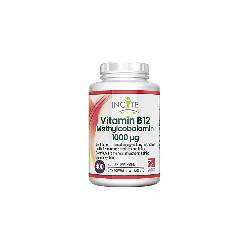 Vitamin B12 1000mcg  Methylcobalamin 400 Easy Swallow Vegan Tablets 12 Months Supply  High Strength Quality Vitamin B12  Suitable for Vegetarian