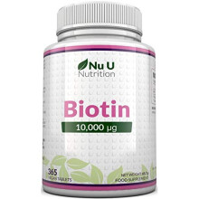 Biotin Hair Growth Supplement 365 Vegan Tablets Full Year Supply Biotin 10000mcg by Nu U Nutrition