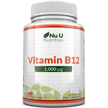 Vitamin B12 1000g High Strength B12 Methylcobalamin 180 Vegetarian Tablets 6 Month Supply Made in The UK by Nu U Nutrition