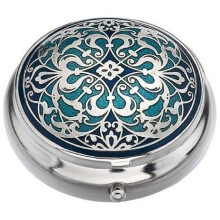 Pill Box standard size in an Arabesque Design in Blue Colour
