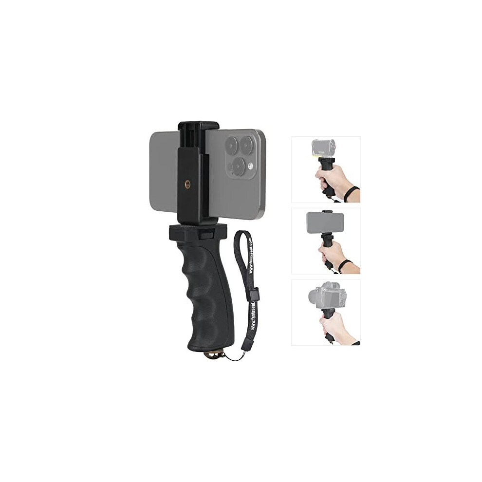 Universal Ergonomic Antifalling Cell Phone Smartphone Hand Grip Stabilizer w Safety Strap Portable Selfie Stick Handheld Vlogging Holder Mount for 