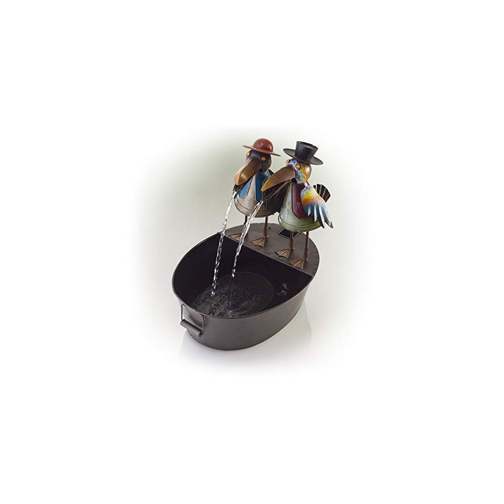 NCY298 Corporation 51 cm Tall Outdoor Metal Crow Water Fountain Yard Art Decor
