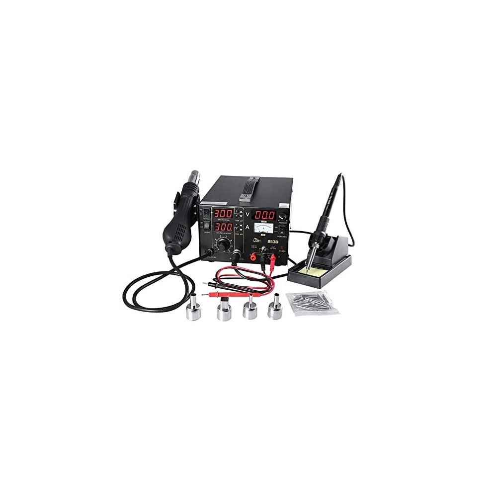 Soldering Iron Station Hot Air Gun 3In1 Smd Rework Solder Desoldering Station 853D Black 6088176464622