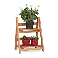 Wooden Flower Display Rack Indoor Flower Stand 2Tier Plant Stairs Foldable HxWxD 51 x 41 x 25 cm Brown