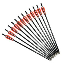 Crossbow Bolts Arrows 16 Fiberglass Shafts Outdoor Hunting Targets Practice with Changeable Tips Flat Nock 12 pcspack