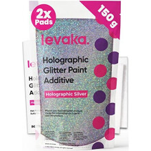 Silver Glitter for Paint 150g Holographic Glitter with 2 x Buffing Pads Silver Glitter Paint Additive Luminous Paint Finish on Interior or Exterior