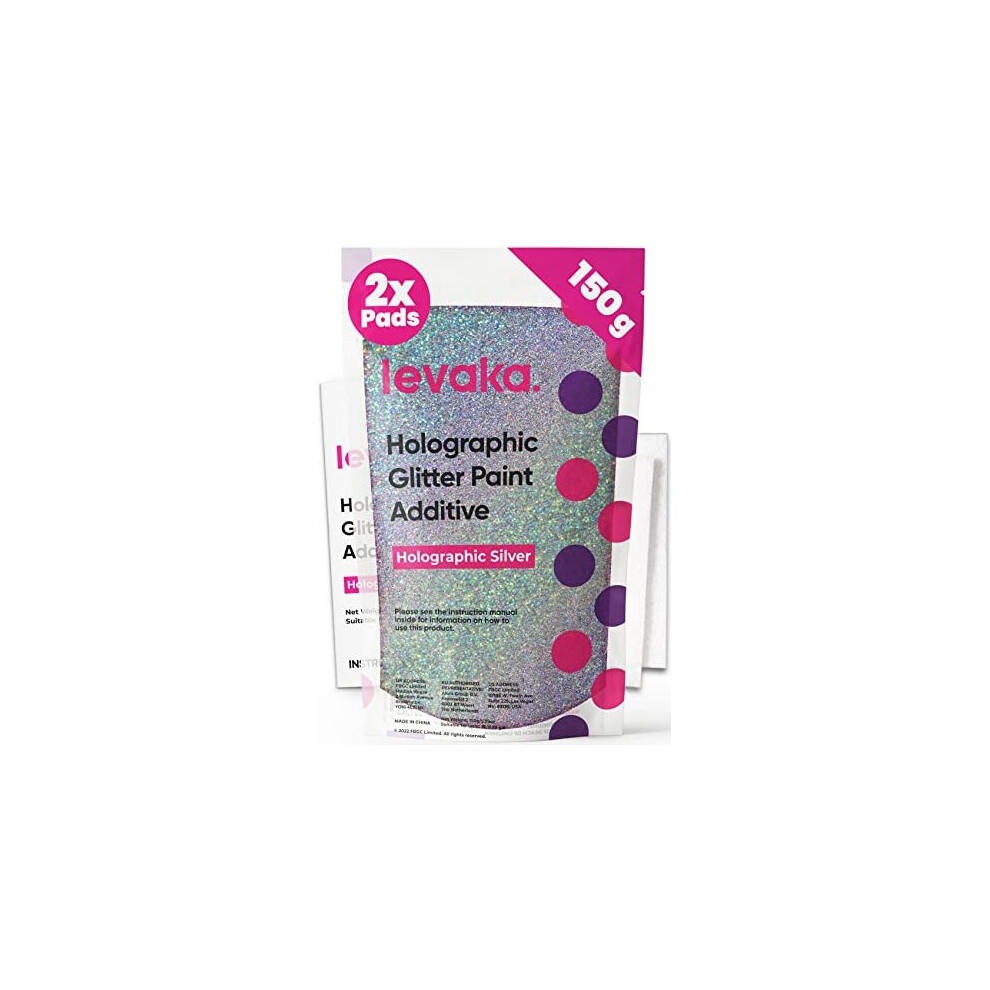 Silver Glitter for Paint 150g Holographic Glitter with 2 x Buffing Pads Silver Glitter Paint Additive Luminous Paint Finish on Interior or Exterior
