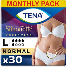 Silhouette Low Waist Underwear Large Normal for Moderate Bladder Weakness 30 Pairs of Incontinence Pants 5 x 6 Packs for Women Fits Waist 95cm 125cm