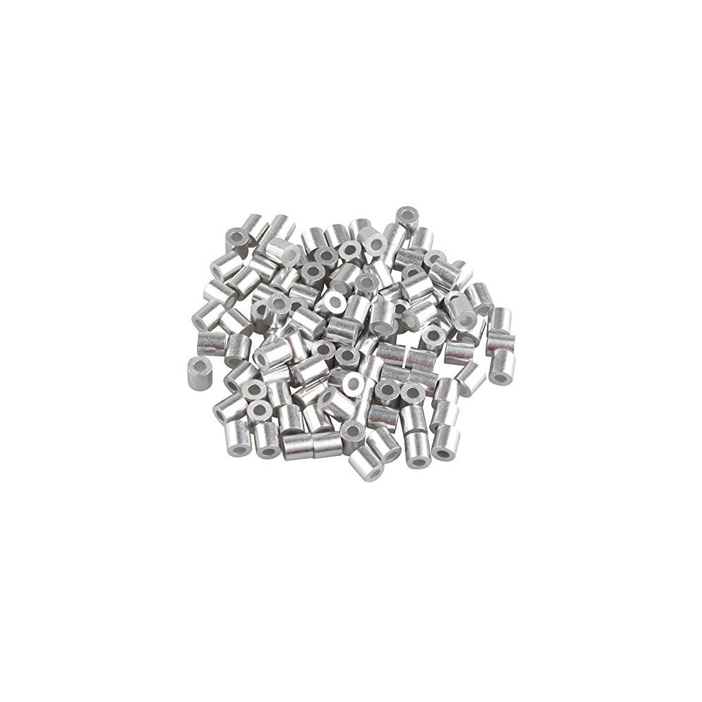 100 Pcs Aluminum Crimping Loop Sleeve Clips With Round Ferrules For 20Mm Cable Wire Rope Silver Tone 682838558344