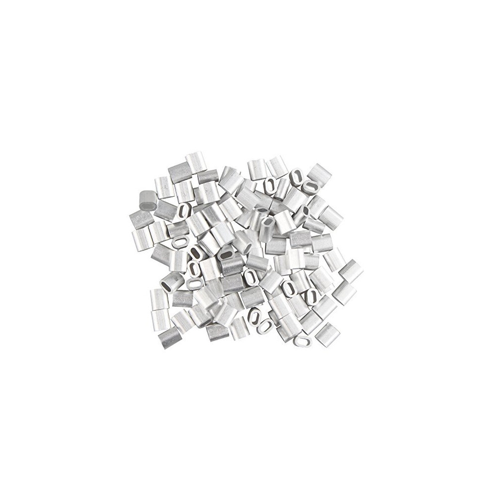 100 Pcs Aluminum Crimping Loop Sleeve Clips Oval Shaped For 20Mm Cable Wire Rope Silver Tone 682838558139