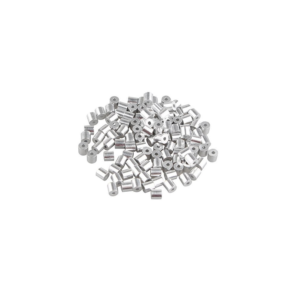 100 Pcs Aluminum Crimping Loop Sleeve Clips With Round Ferrules For 10Mm Cable Wire Rope Silver Tone 682838558320