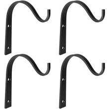 4 Pcs Hanging Basket Brackets Iron Wall Hooks for Hanging Lantern Bird Feeders Wind Chimes Plant Planter Coat