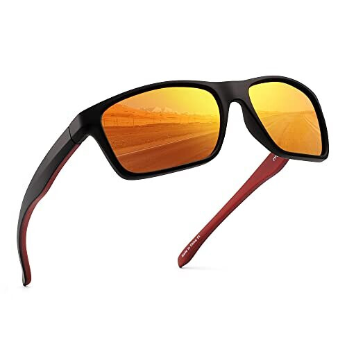 Polarised Sports Sunglasses for Men Women Running Cycling Fishing Driving  Golf Tr 90 Unbreakable Frame BlackMirror Orange