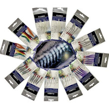 Fishing 12 2 x 6 Styles Assorted Classic Ready to Use Tied Boat Sea and Shore Feather Lure Rig Range for Cod Herring and Mackerel on a Backing Card