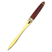 Wood Handle Letter Opener Stainless Steel Knife Split File Envelopes Stationery Golden