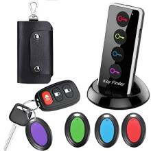 Key Finder Wireless Remote Key Finder Item Tracker with 4 Receivers 1 Remote LED and Base Support Item Locator Tracker for Keys Wallet Wireless RF