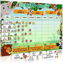Large Safari Animal Magnetic StarReward Chart for Kids Encourages Good Behaviour and Customisable with Choice of Magnets and Dry Erase Feature