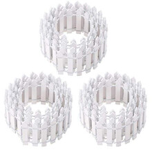 Pack of 3 5X100CM White Mini Wooden Fence for Miniature Fairy Garden Ornament Small Wood Picket Fence Craft Micro Landscaping Decor DIY Accessories
