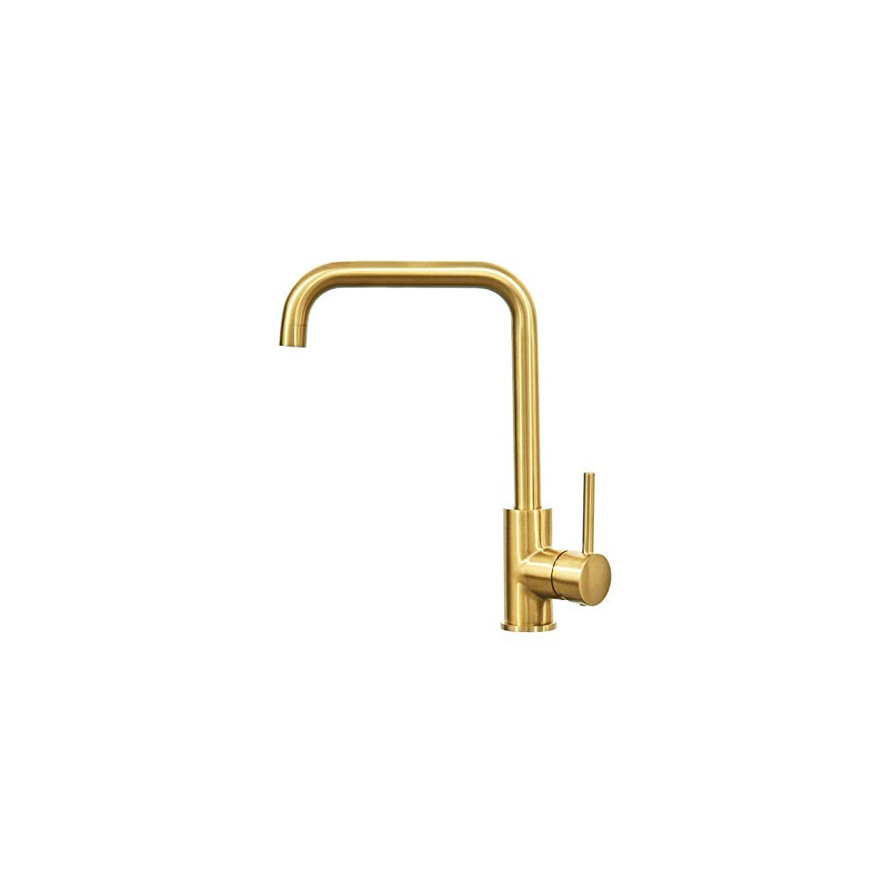 Brushed Gold Kitchen Sink Mixer Tap Single Lever High Arc 360 Swivel 10 Year Warranty DT07T