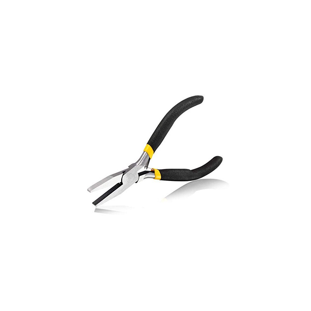 Duck Bill Fine Pliers Flat Nose Pliers for Jewelry Making Long Reach 5 Inches Mini Precision Smooth Flat Jaws NonSlip Damping Handles Small Pliers