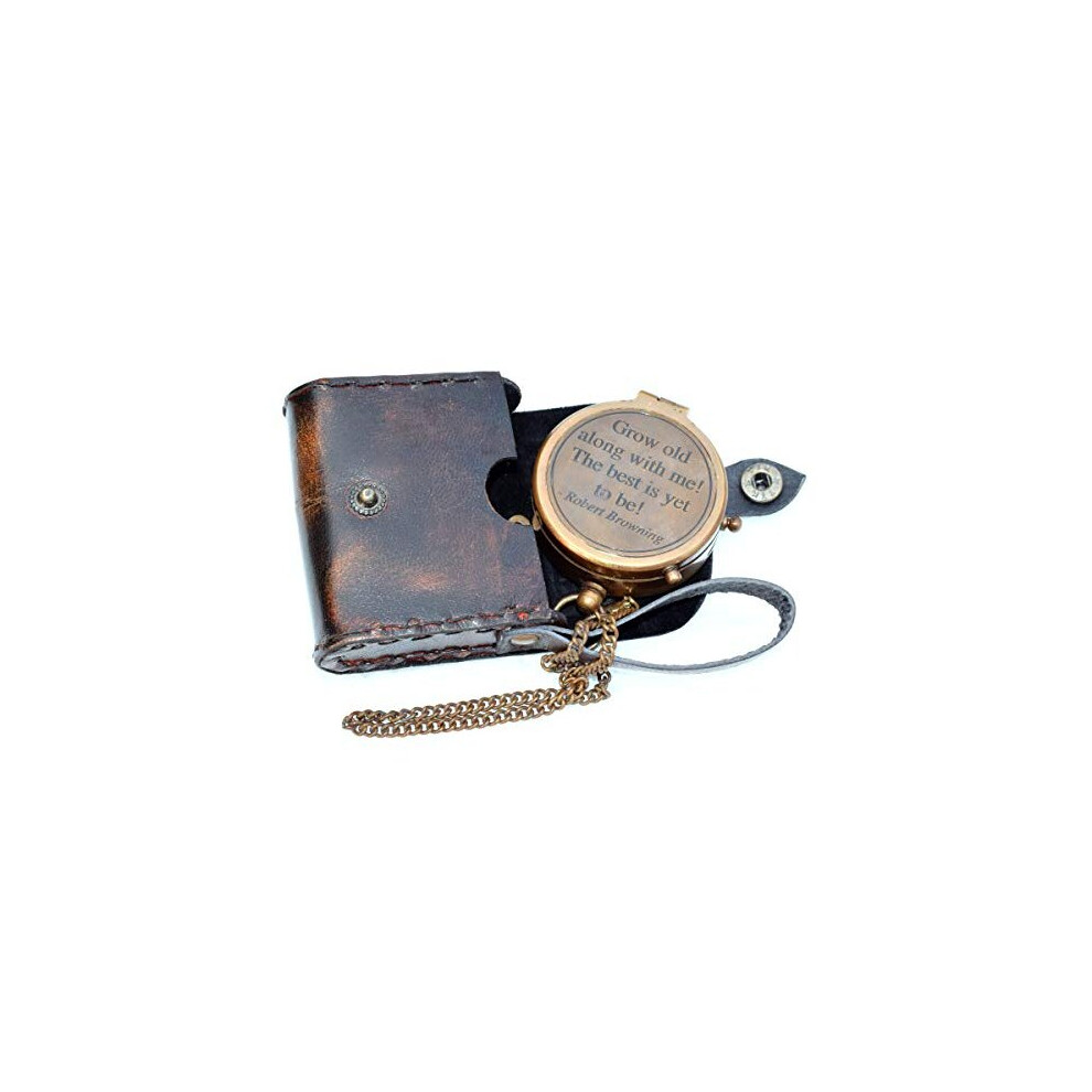 India.nautical.store Antique Nautical Vintage Directional Magnetic Compass With Famous Scripture Quote Engraved Baptism Gifts With Leather Case Or Wooden Case For Loved