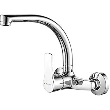 M16357 Wall Mounted Kitchen Tap Single Lever Mixer Tap 360 Rotation Sink tap with Adjustable Mounting Hole 130mm170mm Brass Chromed