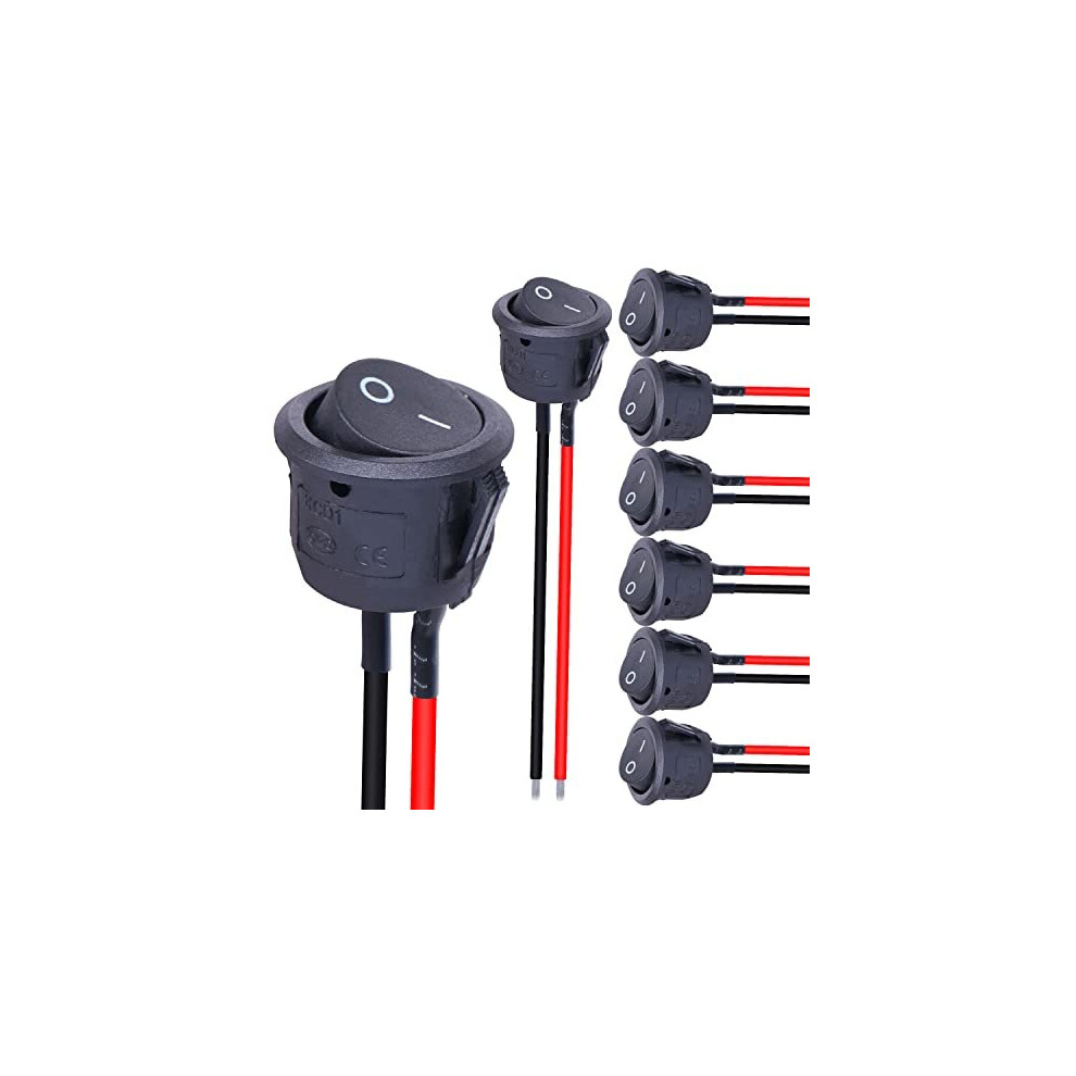 Taiss8pcs Rocker Switch Onoff Spst 2Pin Latching Toggle Switch Snap Round With Prewired 6A250v 10A125v Ac For Boatcar Etckcd1xy 704768233501
