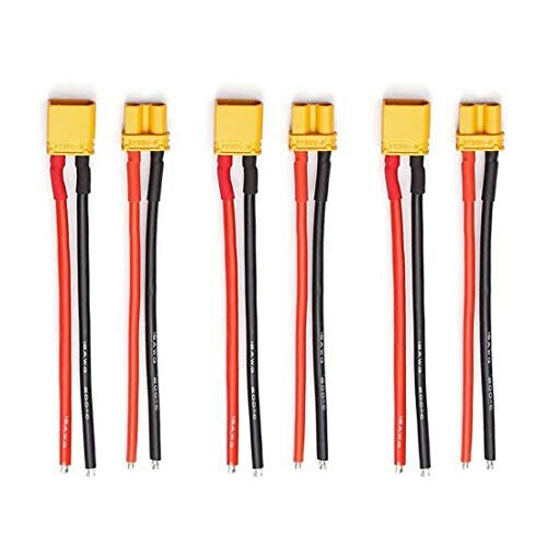 Lot De 3 Paires Connecteurs XT30 Mâle/femelle Avec Câble Silicone 16AWG 10 Cm – Pour Batterie LiPo RC FPV