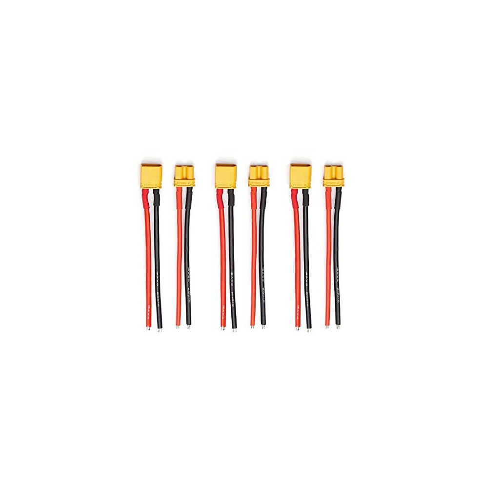 3Pairs XT30 Plug Male Female Connector with 100mm 16AWG Silicone Wire for RC LiPo Battery FPV Drone XT30 Male Female Connectors