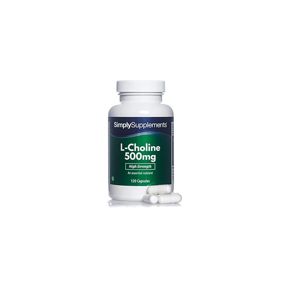 Choline Bitartrate Capsules Super Strength 500mg Formula Supplement 120 Capsules 2 Month Supply Vegan Vegetarian Safe