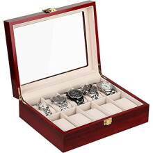 10 Grids Watch Display Storage Box Jewelry Collection Case Organiser Holder Wooden