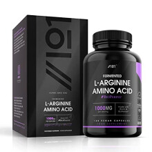L-Arginine 1000mg - Potent, Naturally Fermented Formula with BioPerine & Biotin - 120 Vegan Capsules